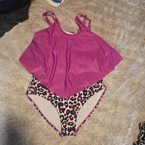 Pink Leopard Print Bikini Set